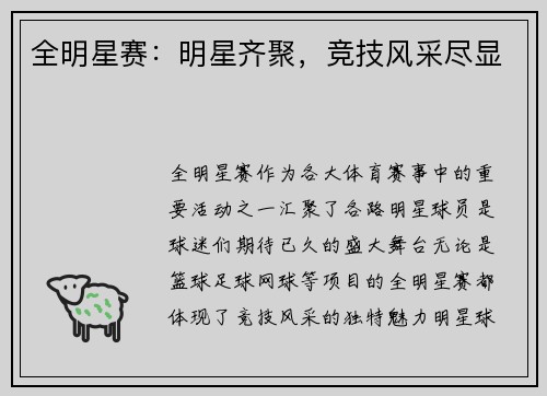 全明星赛：明星齐聚，竞技风采尽显